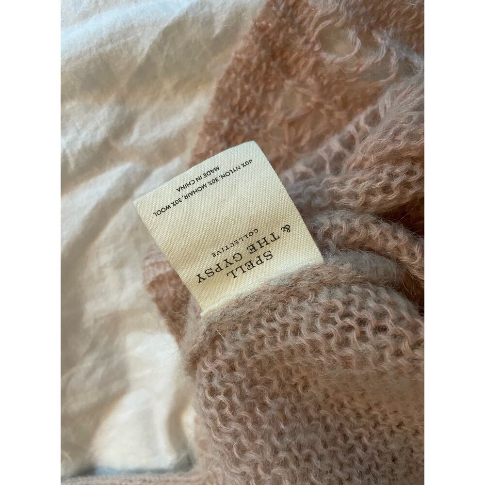 Spell & the Gypsy’s Spell Knit V-Neck Sweater Stone Angora Blend Size S/M - Picture 11 of 16
